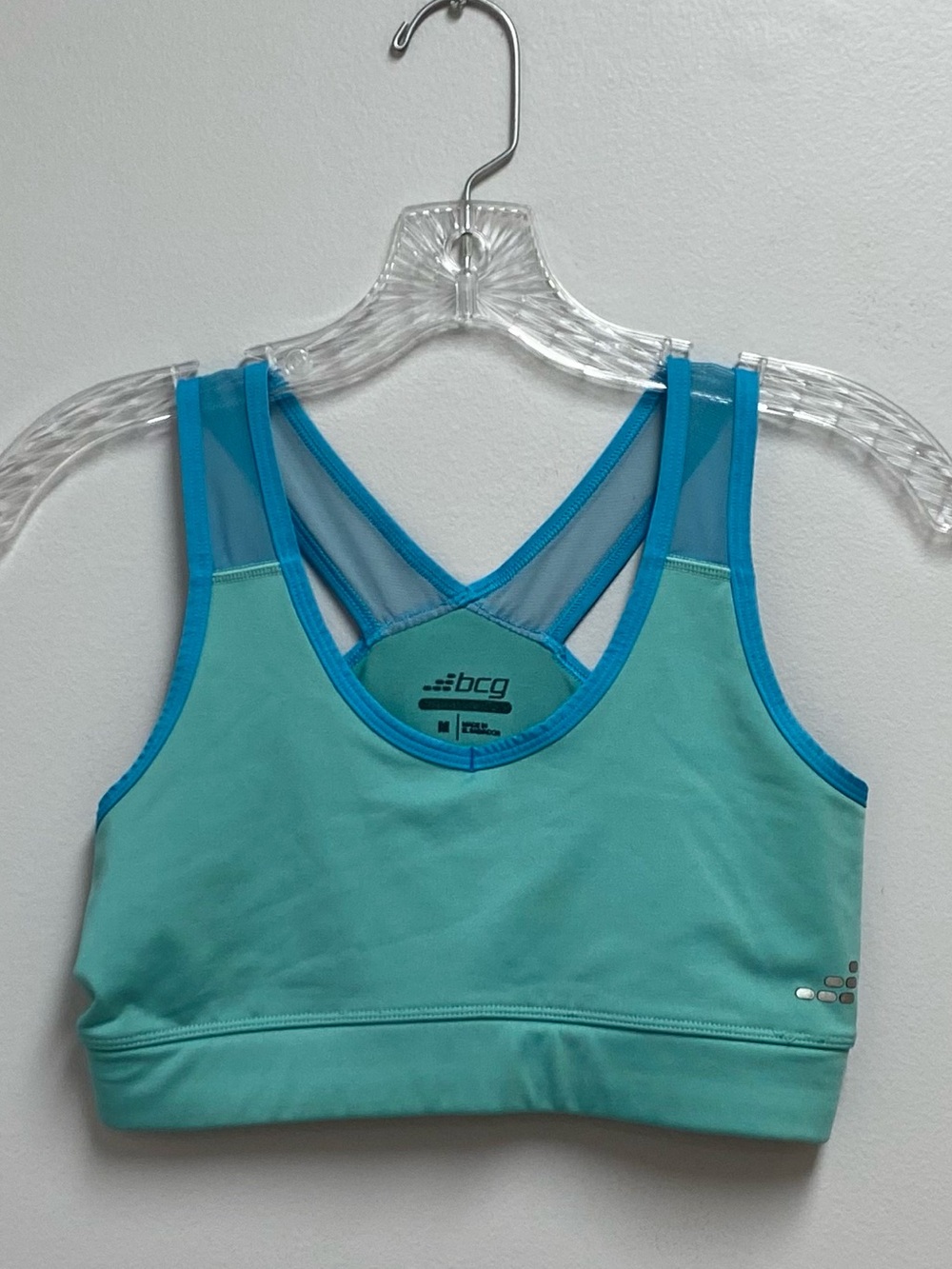 bcg Aqua/Turquoise Crossback Sports Bra size medium